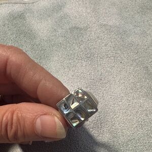 Abalone Silver Geometric Ring